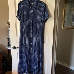 Leslie Fay Blue Polka Dot Maxi Dress